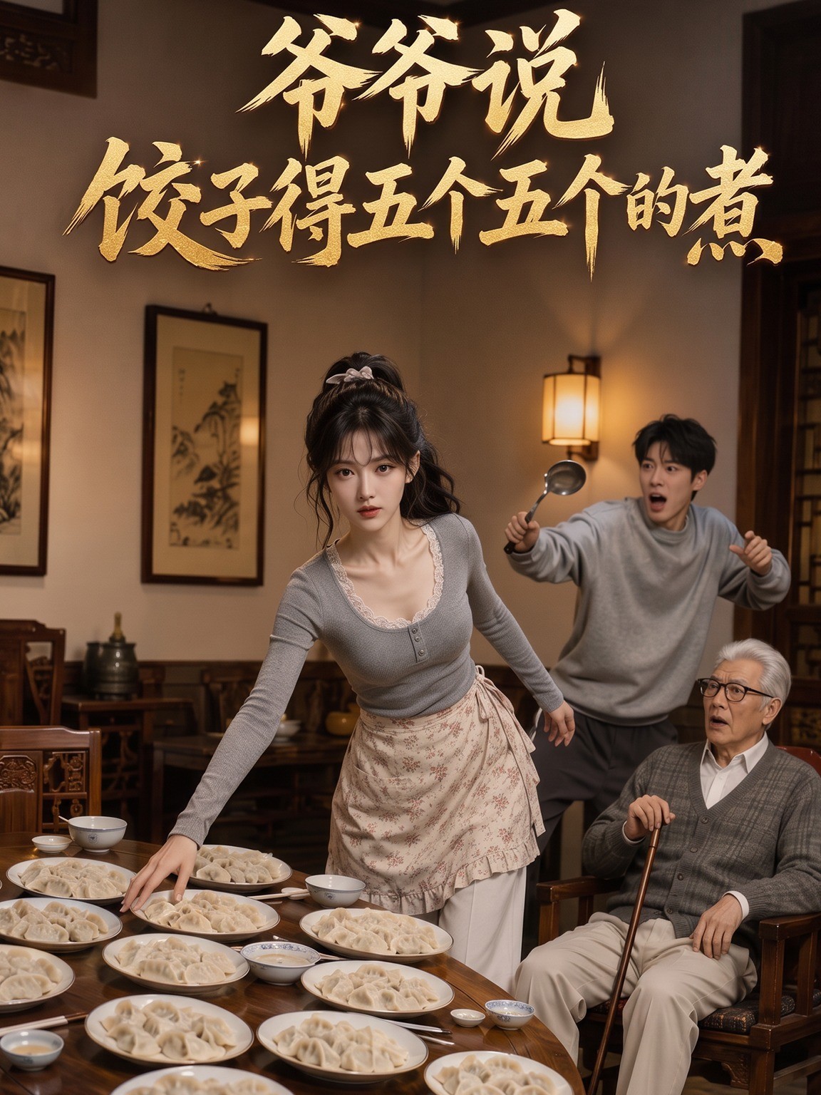 爷爷说饺子得五个五个的煮