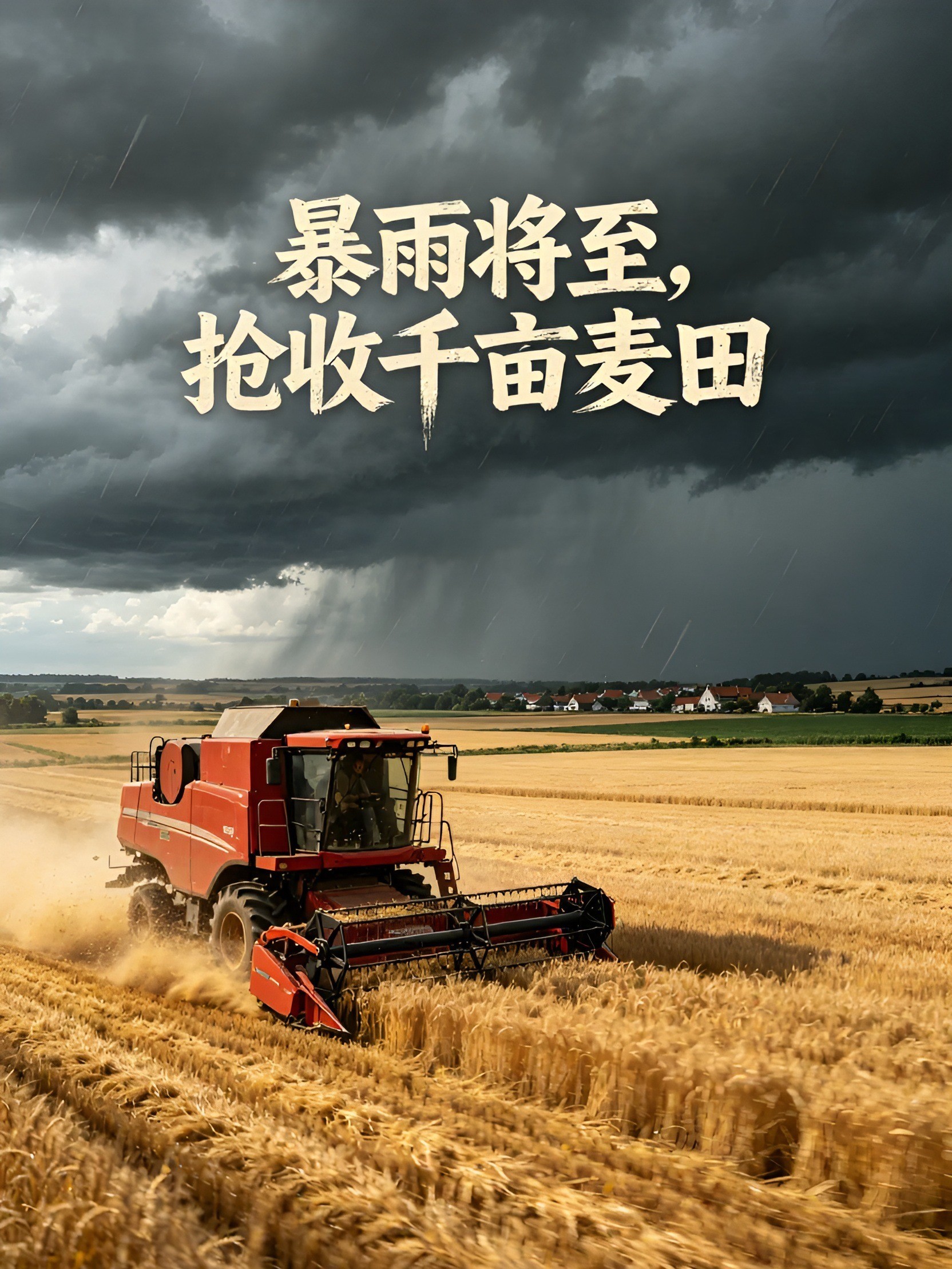 暴雨将至，抢收千亩麦田