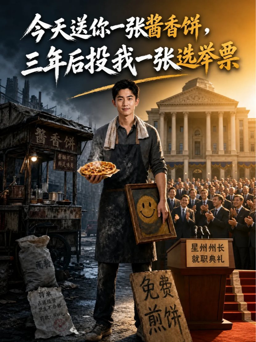 今天送你一张酱香饼，三年后投我一张选举票