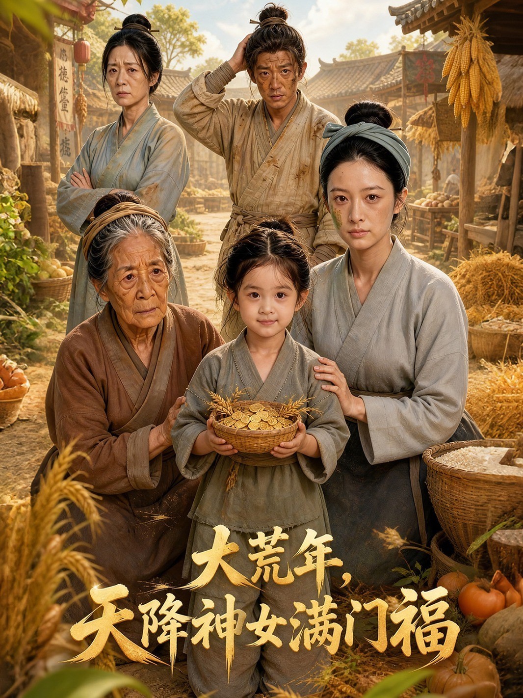 大荒年，天降神女满门福