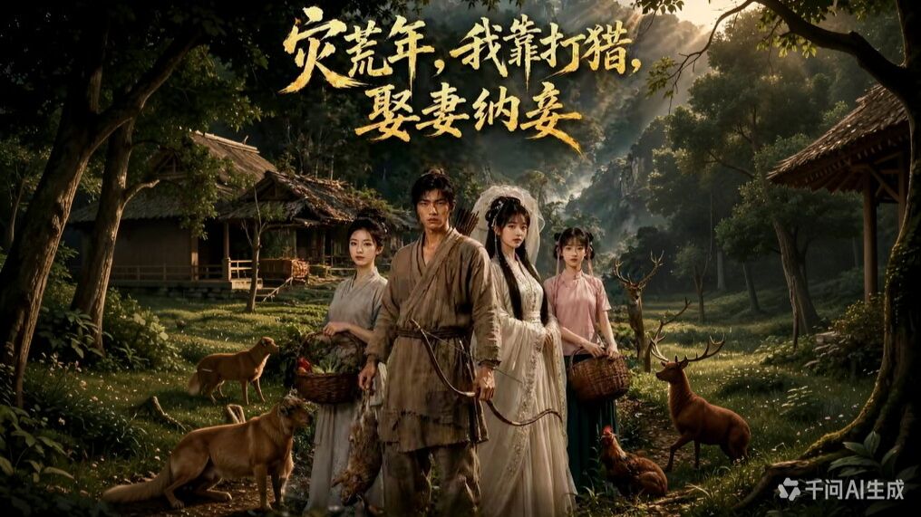 【AI短剧】灾荒年，我靠打猎，娶妻纳妾（全集）