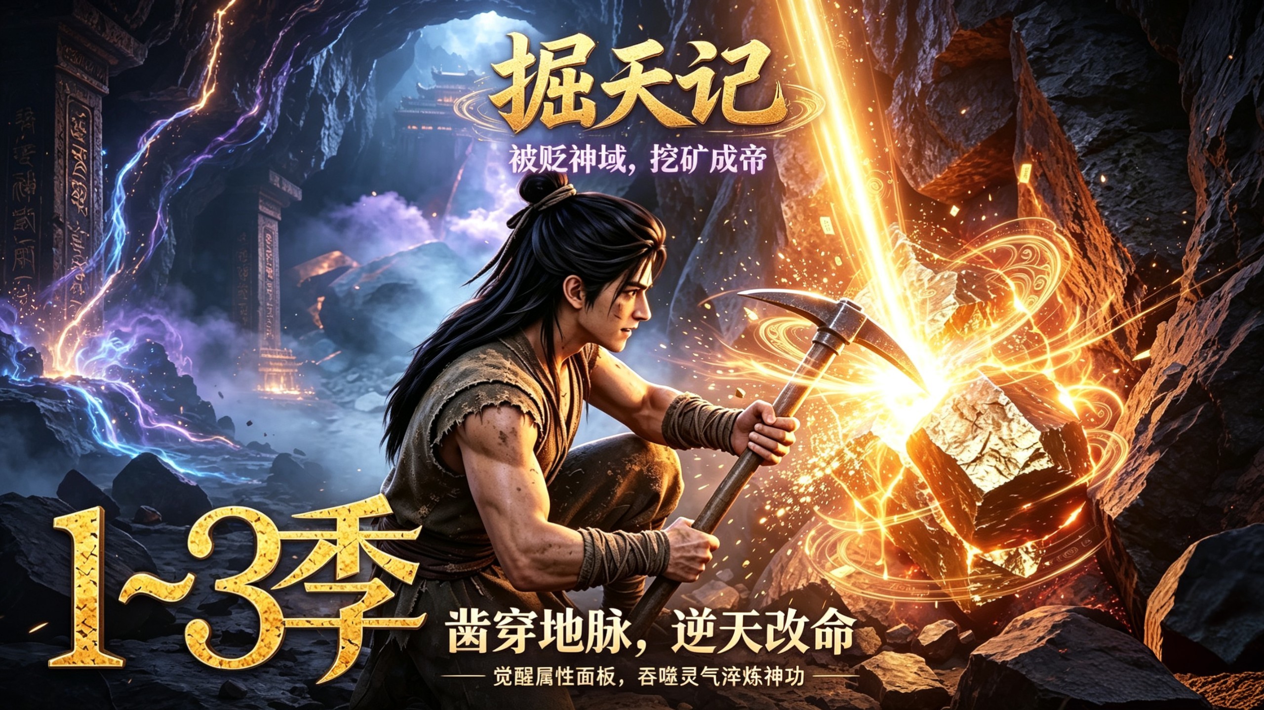 掘天记1-3季～被贬神域深处作奴，觉醒属性面板挖矿修炼，吞噬灵气逆天改命！！！