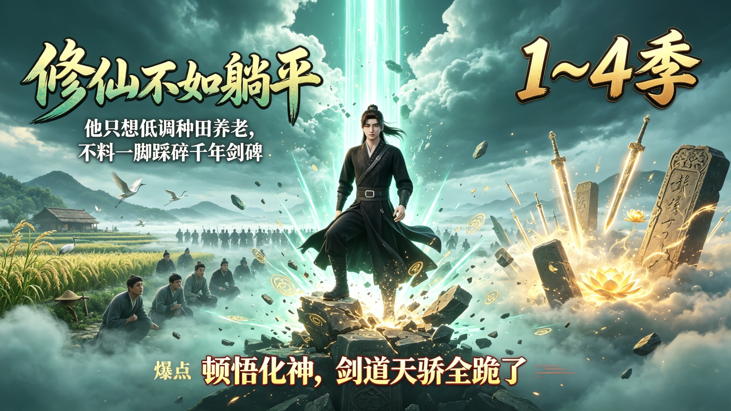 1~4季：被迫加入问道宗，本想低调种田养老，不料竟意外踩碎千年剑碑，顿悟突破化神境！！！