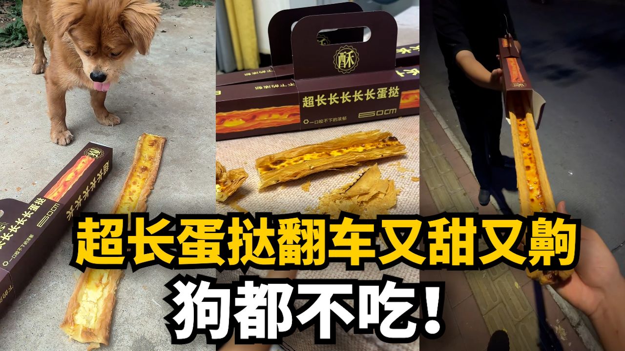 超长蛋挞翻车！又甜又齁，有人吃完就吐，喂狗狗都不吃！