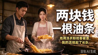 【完结短剧】坚持新面新油做两块钱油条，被菜场嫌弃赶出来；隔壁用洗衣粉抢客被查封，我的店排起了长队