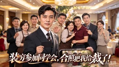 装穷参加同学会，合照把我给裁了》一口气看结局，AI短剧