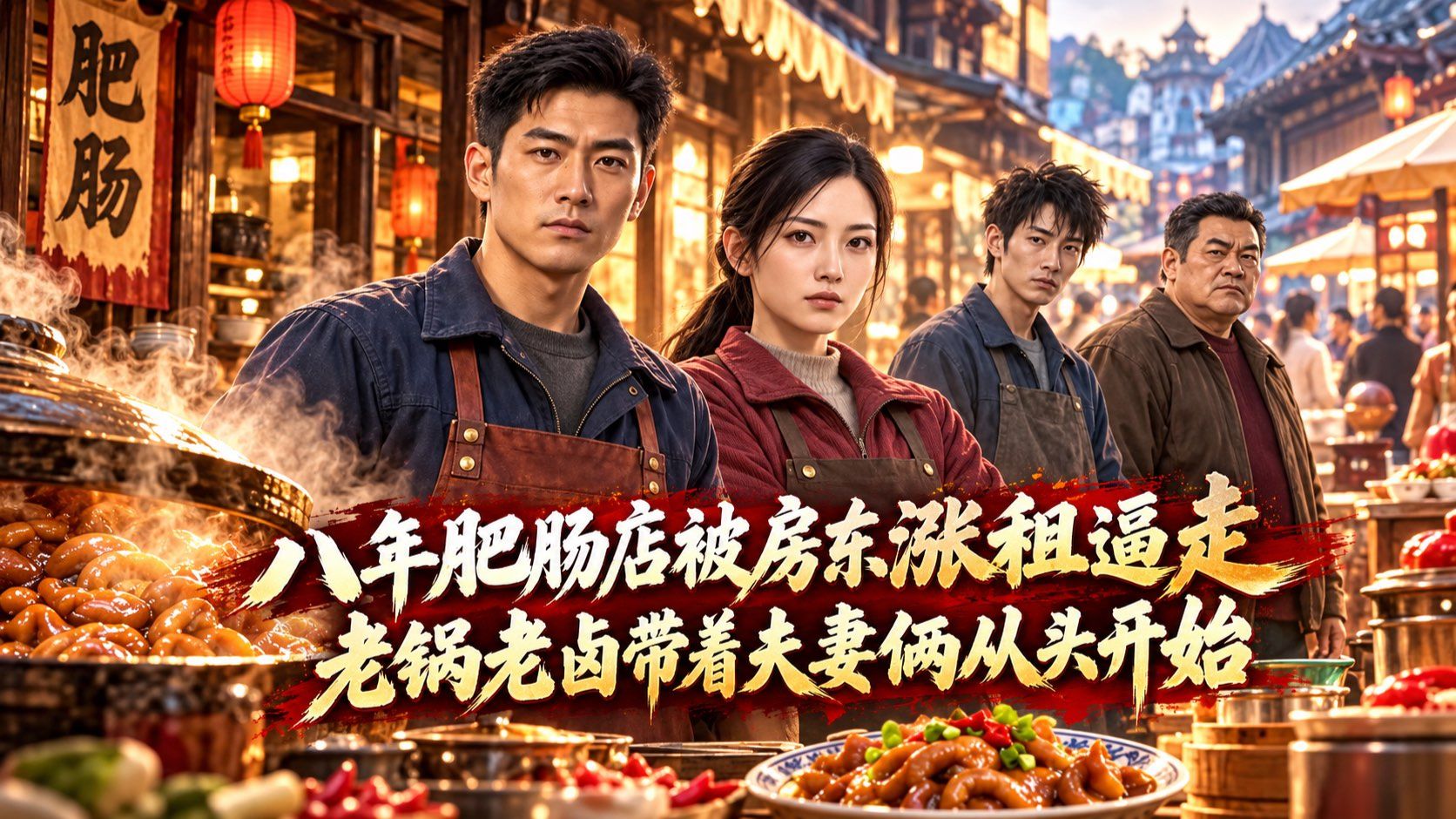 【一口气看完】八年肥肠老店被房东涨租逼走，老锅老卤带着夫妻俩从头开始