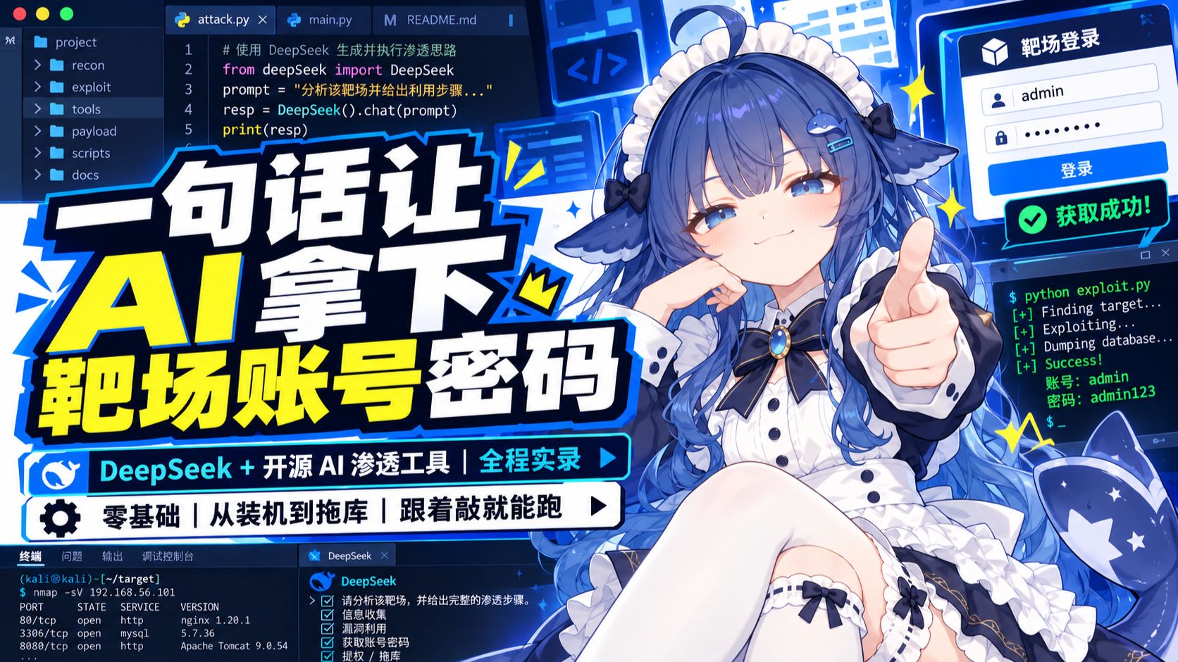 AI 打穿银行，这类工具到底是怎么做到的？| 一句话让 DeepSeek 拿下靶场，零基础渗透教程