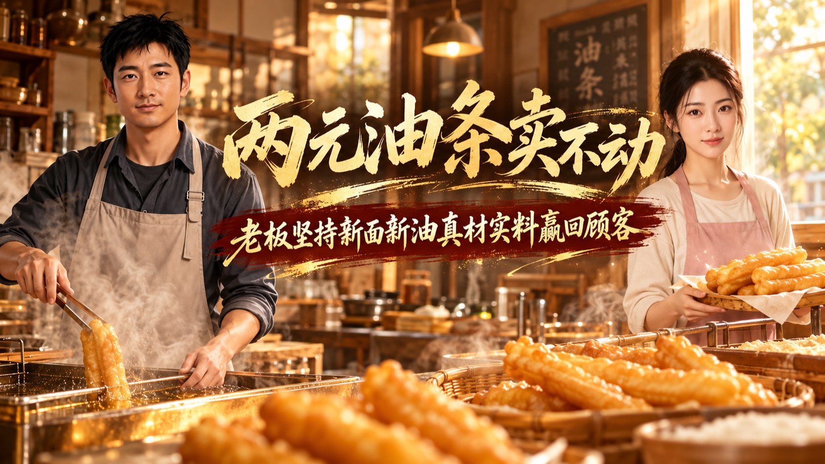 【一口气看完】两元油条卖不动，便宜油条出问题后大家才想起他，老板坚持每天用新面新油赢回顾客