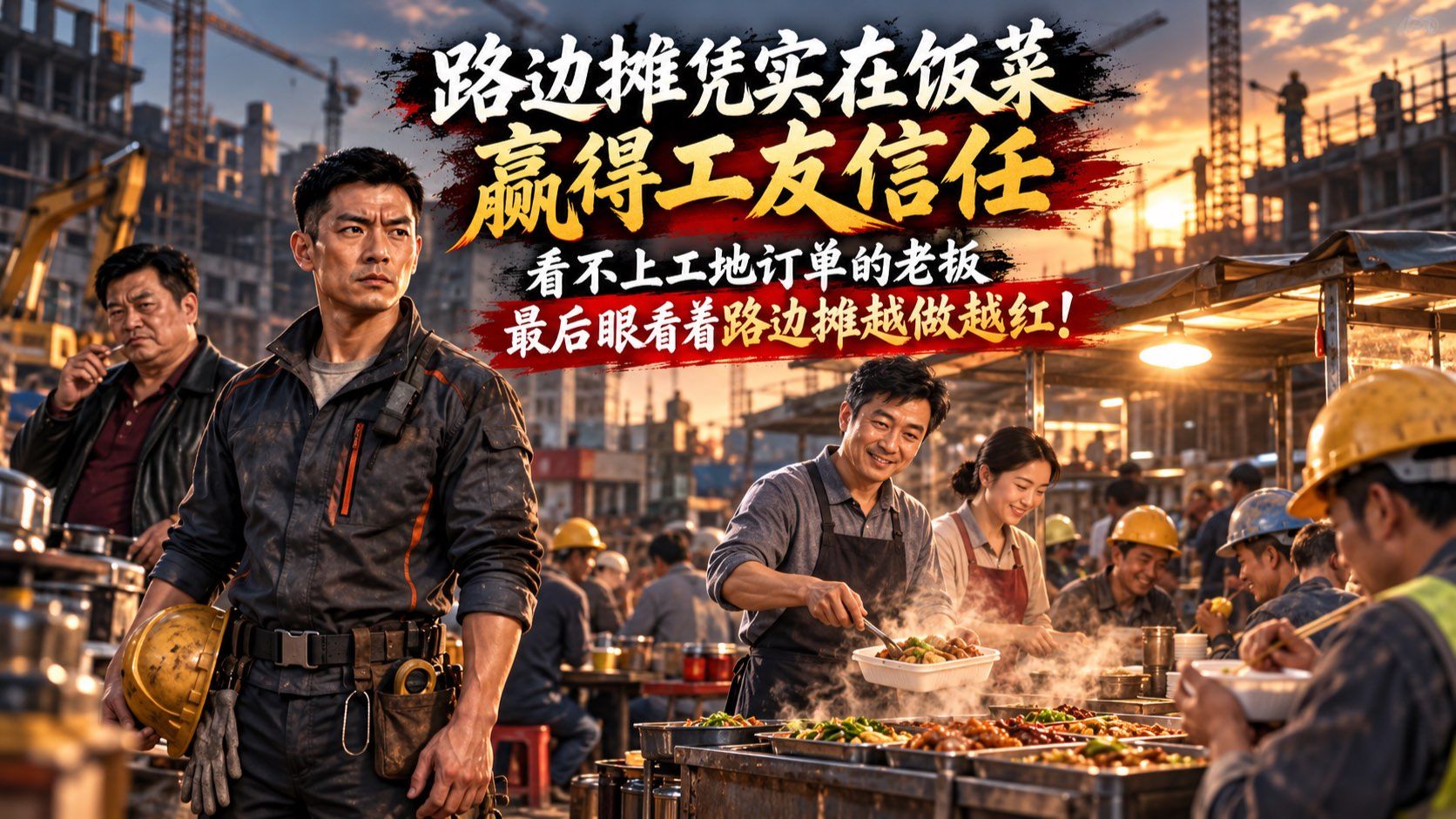 【一口气看完】小摊主凭实在饭菜赢得工友信任，看不上工地小订单的老板，最后眼看着路边摊越做越红