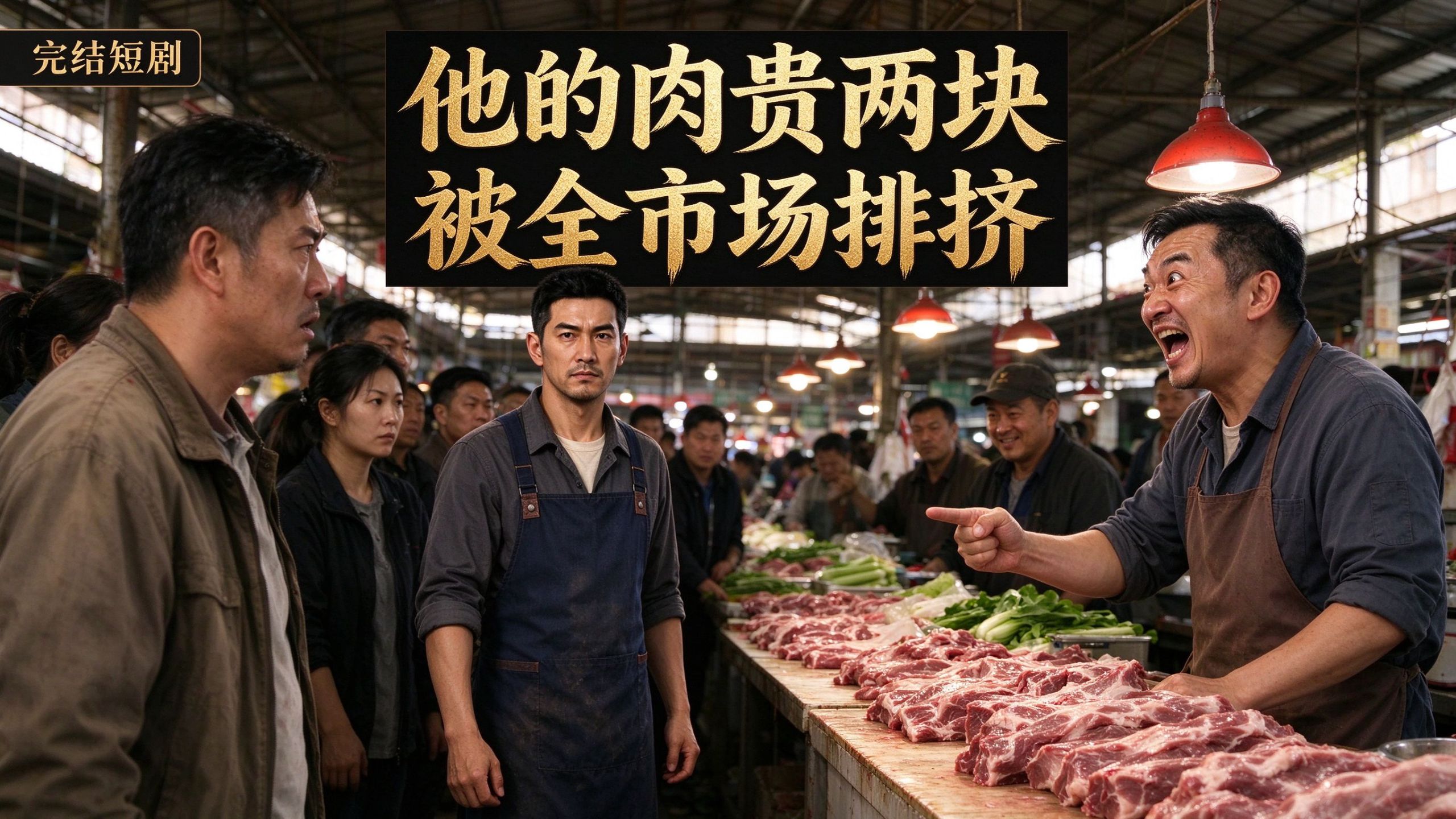 【完结短剧】便宜肉吃倒人了，他的摊前排起队