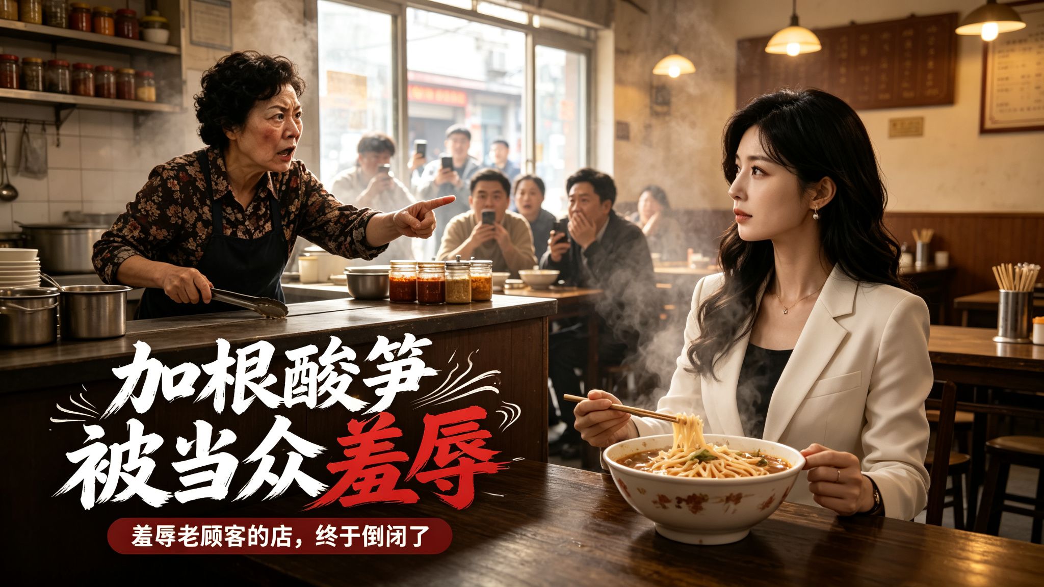 【完结短剧】吃粉五年，就因加根酸笋被老板娘当众羞辱